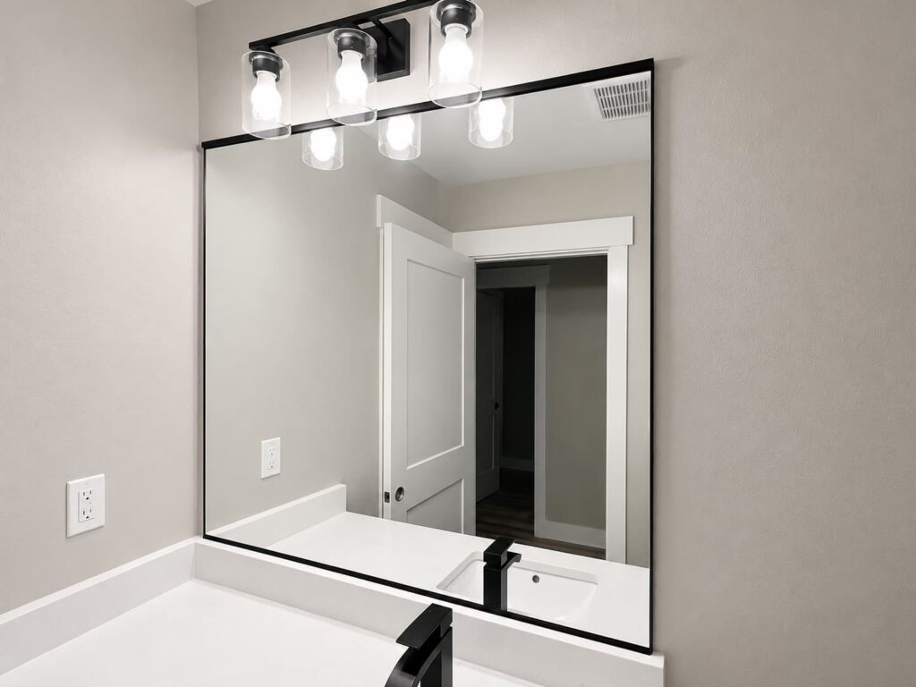 Modern bathroom mirror installation