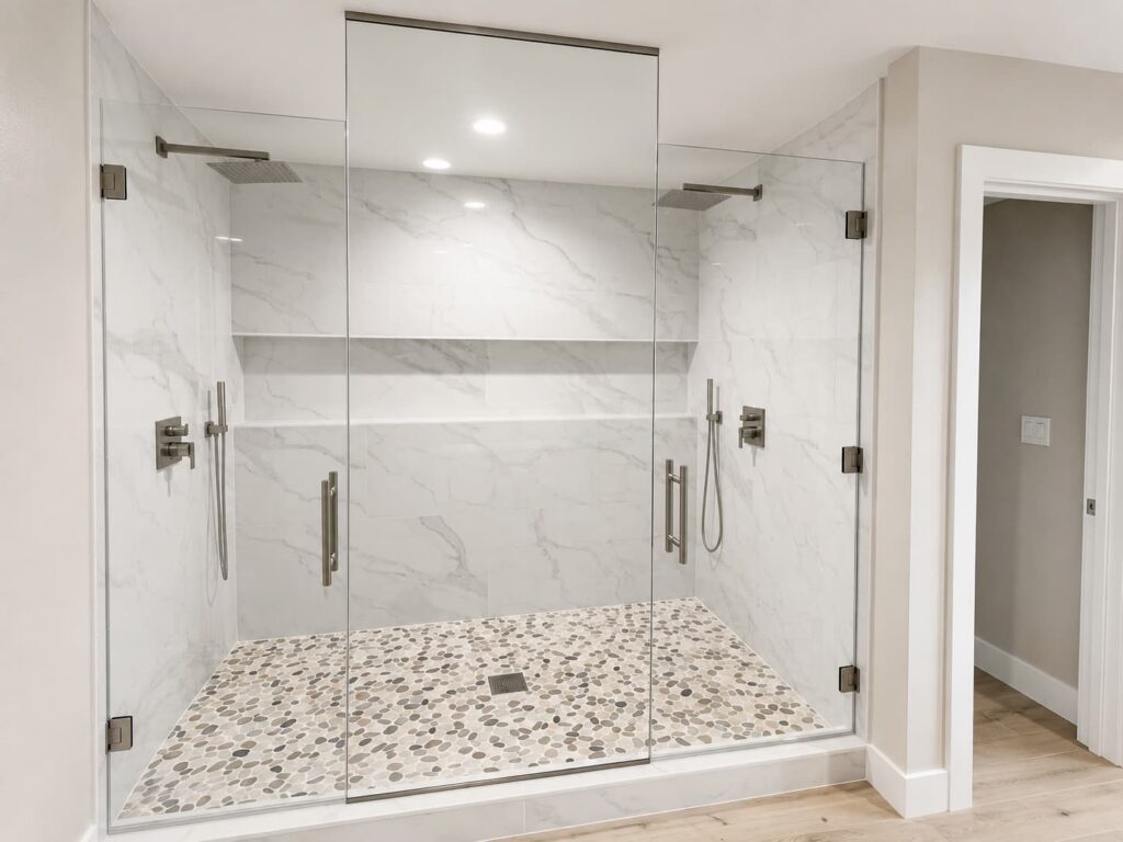 Custom frameless glass shower enclosure